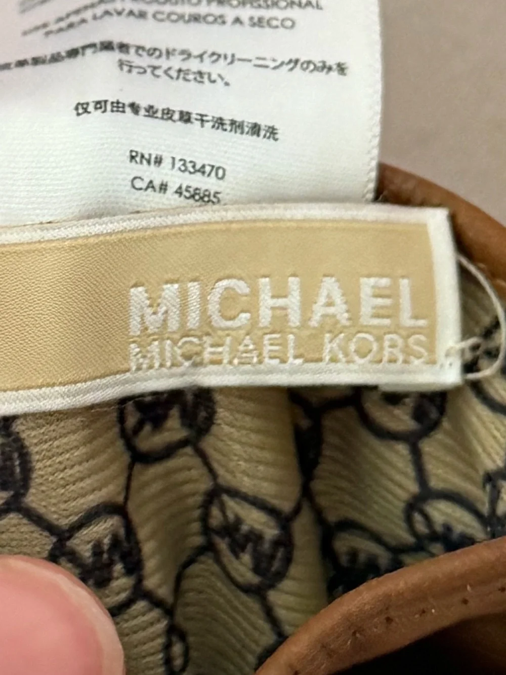 MICHAEL KORS Brown Leather & Gold MK Gloves Sz Medium